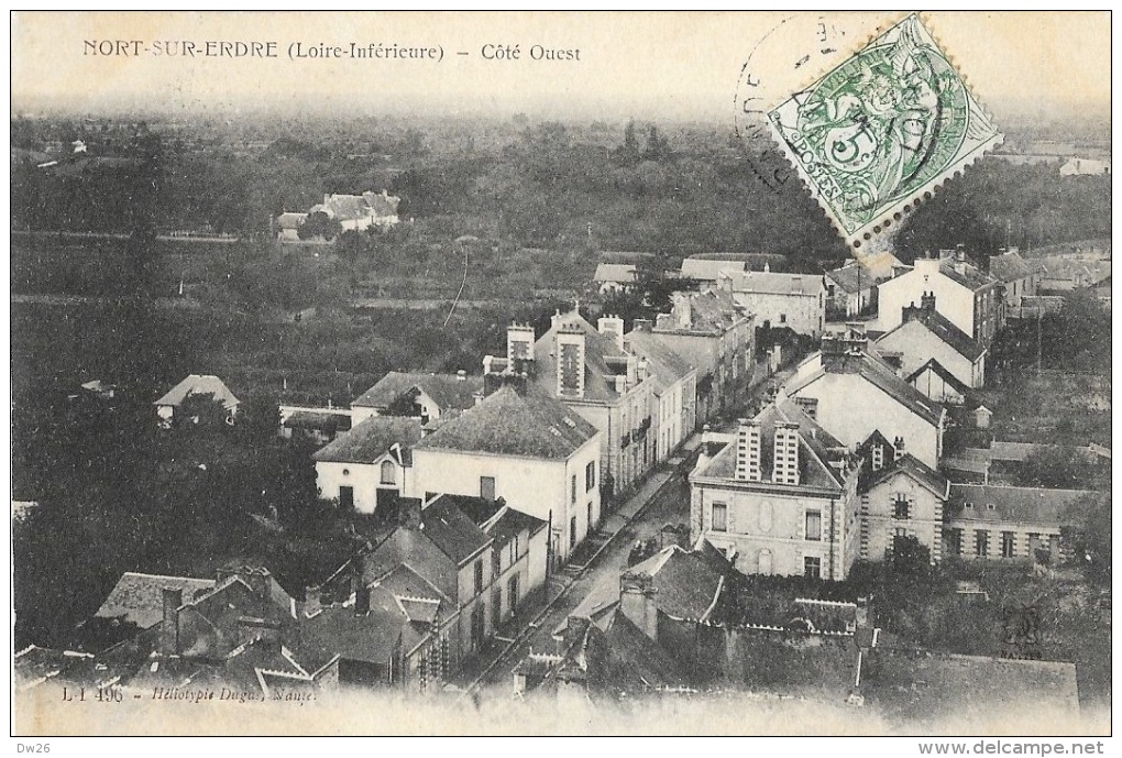 Nort-sur-Erdre (Loire-Inférieure) - Vue Aérienne Côté Ouest - Héliotypie Dugas - Carte L.I. N°496 - Nort Sur Erdre