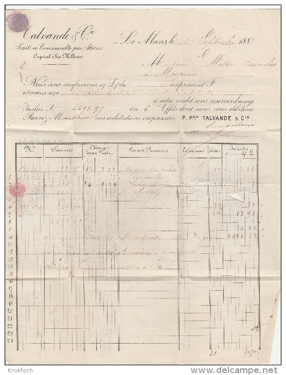 Sage Perforé PL Sur Lettre Le Mans 1883 - P. Talvande - 3 Scans - Autres & Non Classés