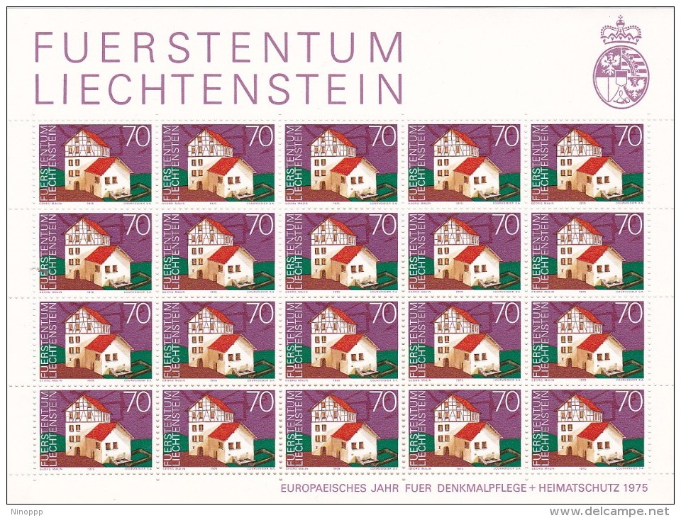 Liechtenstein 1975 Heritage Year ,Prebentary House Sheetlet MNH - Unused Stamps