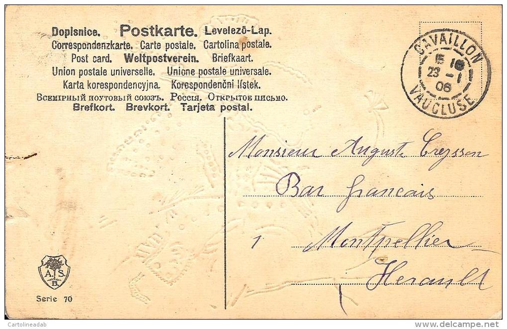 [DC2602] CPA - COPPIA - IN RILIEVO CON INSERTI DORATI - Viaggiata 1906 - Old Postcard - Coppie