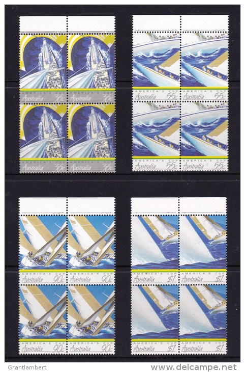 Australia 1987 America's Cup Sailing Set As Blocks Of 4 MNH - Mint Stamps