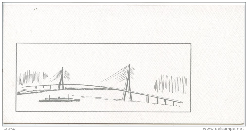 Le Pont De Normandie - Gravure Carte Double (entre Le Havre Et Honfleur) Voeux 1997 - Autres & Non Classés