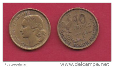 FRANCE, 1953, 1 Circulated Coin Of 10 Francs, Alu-Bronze , KM 915.1, C3029 - Andere & Zonder Classificatie