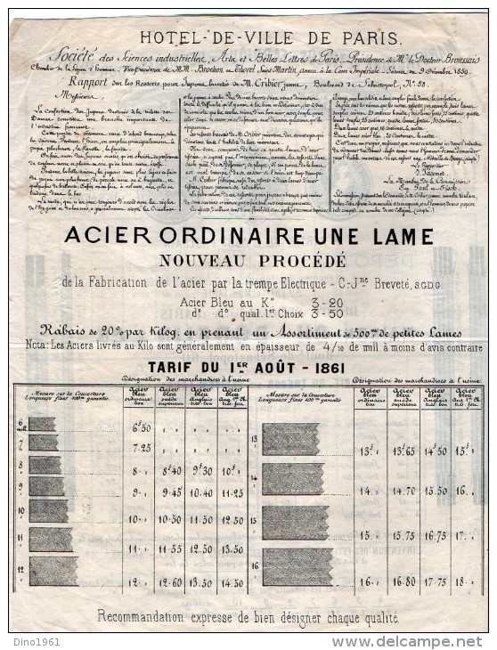 VP3487  - Document Commercial - Manufacture De Tissue & Fabrque De Ressorts Pour Jupons CRIBIER Jeune à PARIS - 1800 – 1899