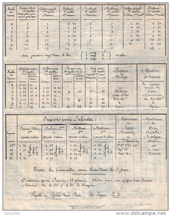 VP3487  - Document Commercial - Manufacture De Tissue & Fabrque De Ressorts Pour Jupons CRIBIER Jeune à PARIS - 1800 – 1899