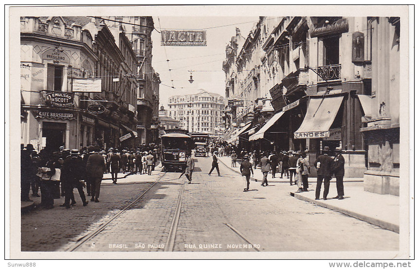 Brasil Sao Paulo - Rua Quinze Novembro (animação, Tram Tramway, Café) - São Paulo