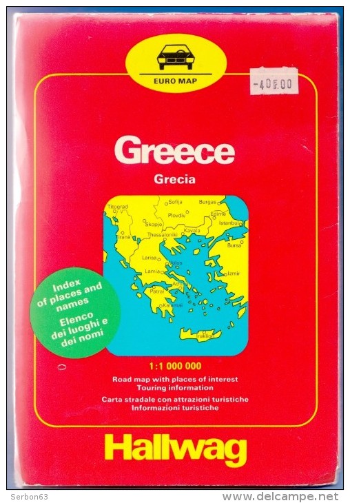 CARTE ROUTIERE SOLDE LIBRAIRIE 1981 EURO MAP INDEX DES NOMS ET DES LIEUX GRIECHENLAND GRECE 1:1000000 AVEC CURIOSITES - Cartes/Atlas