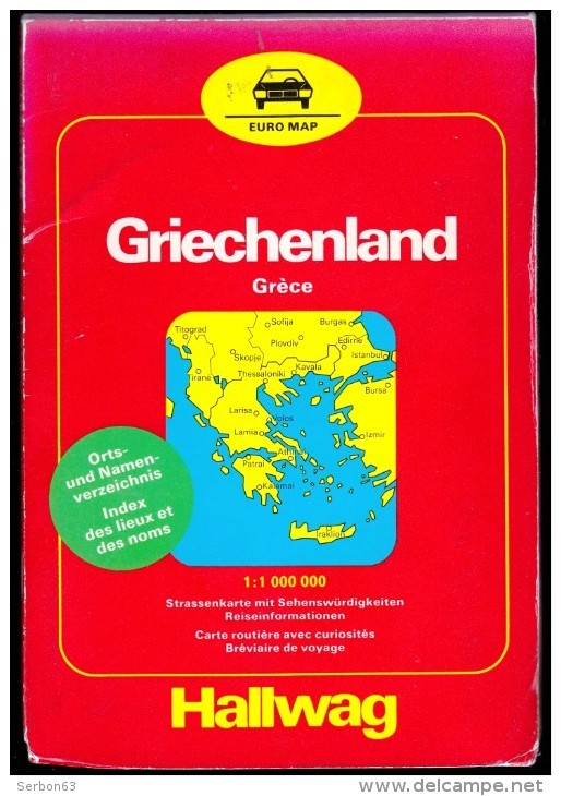 CARTE ROUTIERE SOLDE LIBRAIRIE 1981 EURO MAP INDEX DES NOMS ET DES LIEUX GRIECHENLAND GRECE 1:1000000 AVEC CURIOSITES - Cartes/Atlas