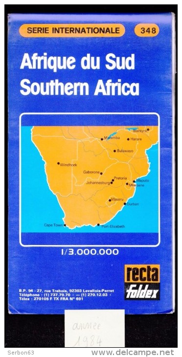 CARTE ROUTIERE RECTA FOLDEX 1984 SERIE INTERNATIONALE 348 AFRIQUE DU SUD SOUTHERN AFRICA SÜDLICHES AFRIKA ZUID AFRIKA - Kaarten & Atlas