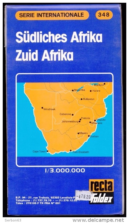 CARTE ROUTIERE RECTA FOLDEX 1984 SERIE INTERNATIONALE 348 AFRIQUE DU SUD SOUTHERN AFRICA SÜDLICHES AFRIKA ZUID AFRIKA - Kaarten & Atlas