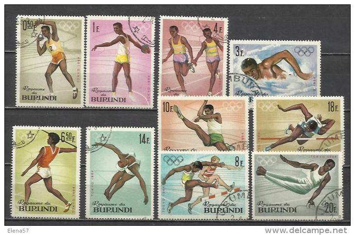 2804B-SERIE COMPLETA BURUNDI AFRICA AÑO 1964 Nº102/11.OLIMPIADAS TOKIO.DEPORTES,SPORT. - Collezioni