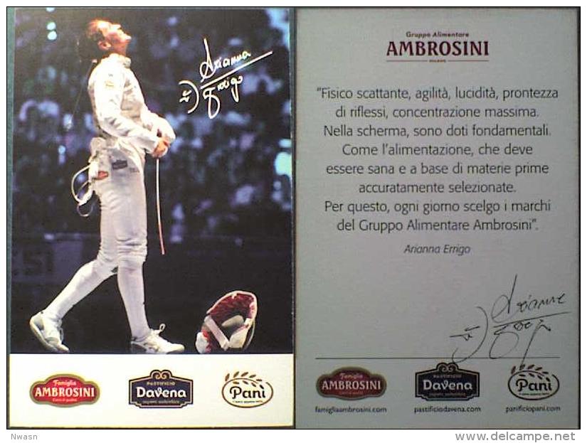 AK1 Fencing Foil Arianna Errigo Original Autograph Card Autogramm - Fencing