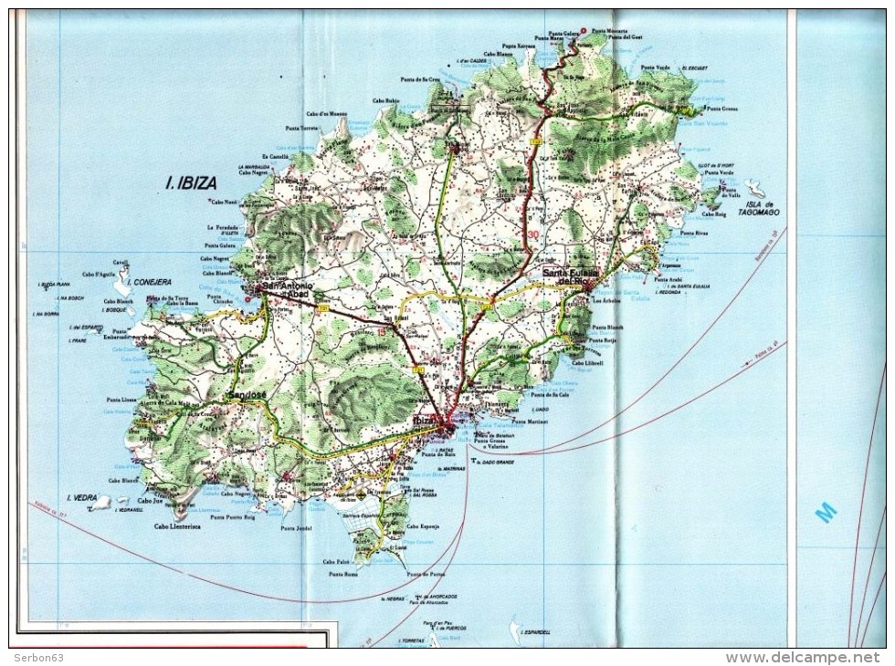 CARTE ROUTIERE ET D'EXCURSIONS HALLWAG VERLAG BERN  1975/76 E BALEARES MALLORCA MENORCA IBIZA FORMENTERA STRASSEN-UND - Cartes/Atlas