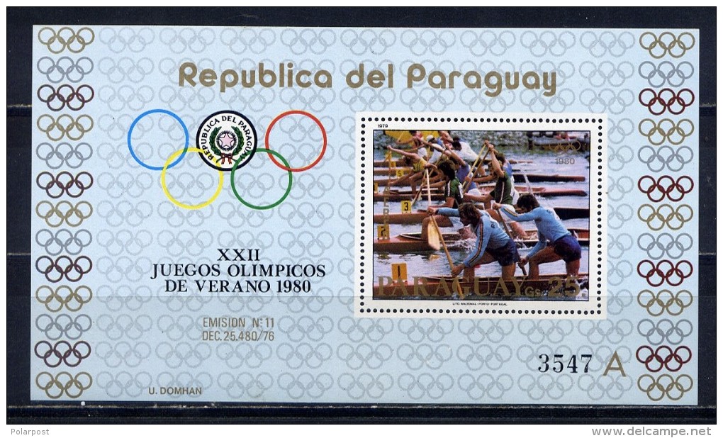 PARAGUAY 1979 BL.346 "A" OLYMPIC GAMES MOSCOW-80. - Paraguay