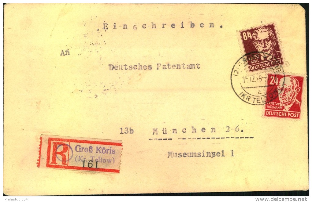 1949 , BRANDENBURG, (2) GROß KÖRIS (KR. TELTOW), Einschreiben, Köpfe - Altri & Non Classificati