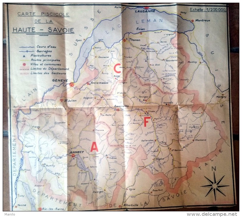 Carte Piscicole De La Haute-Savoie -1961 - FEDERATION Dle Des ASSOC PECHE Et PISCICULTURE - PAUL GAY  Annecy - Other & Unclassified
