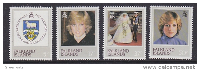 Falkland Islands 1982 21st Birthday Princess Diana 4v ** Mnh (FI1009B) - Falkland