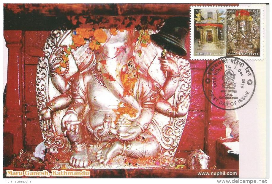 Religion Hindu God, Lord Ganesh, Maru Ganesg,Elephant Face,2010 Nepal Maxim Card - Hinduism