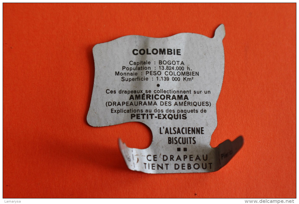 DRAPEAU De LA COLOMBIE PUBLICITE L'ALSACIENNE BISCUIT PETITS-EXQUIS COLLECTION AMERICORAMA DRAPEAURAMA AMERIQUE Drapeaux - Autres & Non Classés