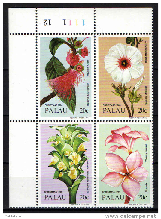 PALAU - 1984 - FIORI TROPICALI NATALIZI - NUOVI MNH - Palau