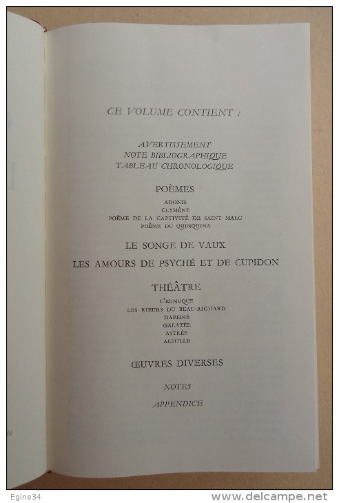 Bibliothèque De La PLEIADE No 62 - LA FONTAINE - Oeuvres Diverses - Tome II - La Pléiade