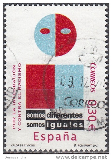 Espagne 2007 Michel 4226 O Cote (2008)  0.60 Euro Intégration Et Contre Le Racisme Cachet Rond - Oblitérés