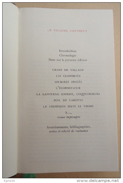 Bibliothèque De La PLEIADE No 222 - Jules RENARD -  Oeuvres - Tome I - La Pléiade