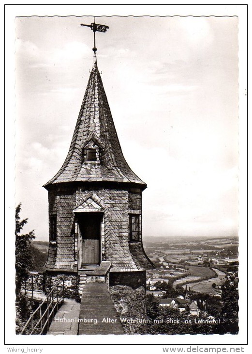 Hagen Hohenlimburg - S/w Alter Wehrturm Mit Blick Ins Lennetal - Hagen