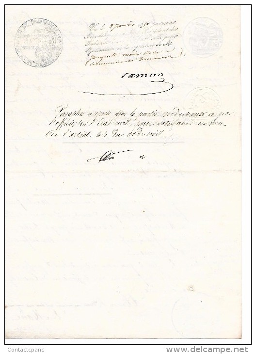 ACTE  De  1850   -  à  TOURNES   - Ardennes ( 08 ) - Cachets Généralité