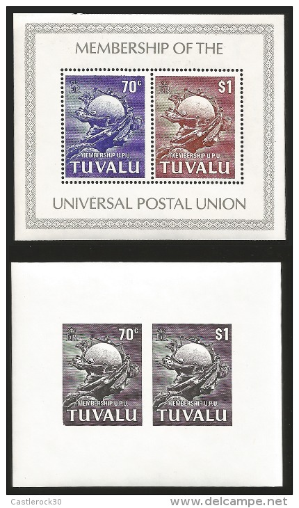 E)1981 TUVALU, MEMBERSHIP OH THE UNIVERSAL POSTAL UNION, UPU, PERFORATED AND IMPERFORATED, SOUVENIR SHEET, MNH - Tuvalu