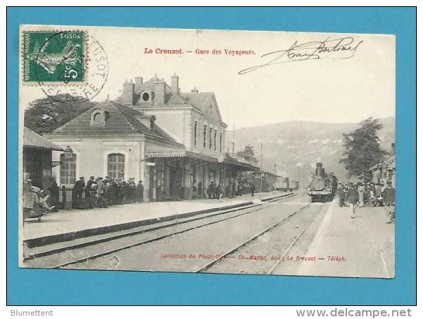 CPA - Chemin De Fer Arrivée Du Train En Gare LE CREUSOT 71 - Le Creusot