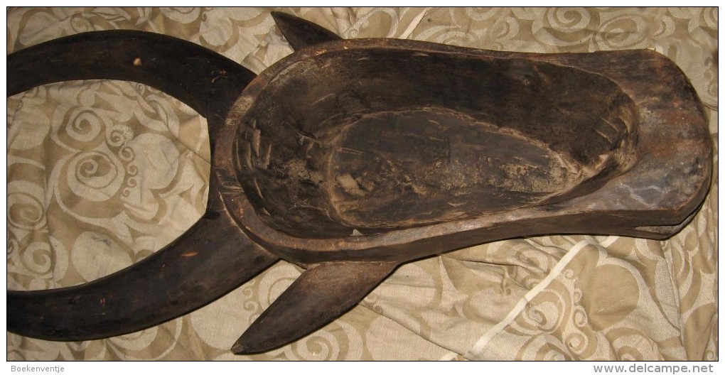 Prachtig Origineel Origineel Masker Voorstellende Een Buffel, Belegd Met Koper BAMBARA Masker Uit Mali / Burkina Faso - Art Africain