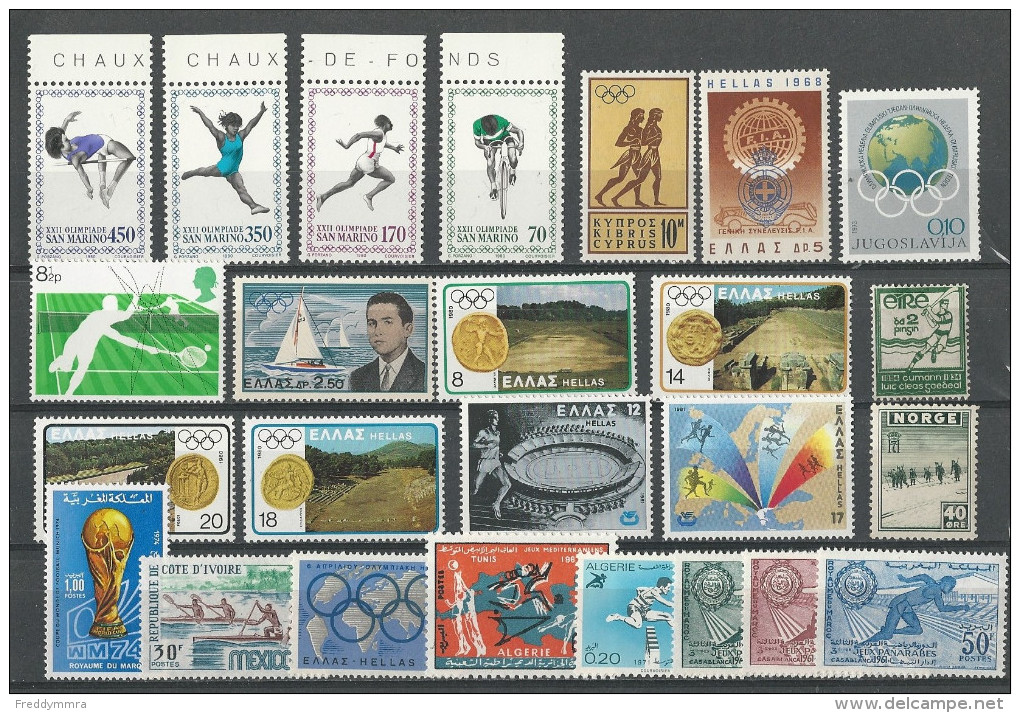 1 Lot De 25 Timbres Sports - Autres & Non Classés