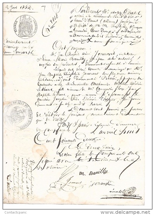 CERTIFICAT     De  1862  -  à  POIX  - Ardennes ( 08 ) - Cachets Généralité