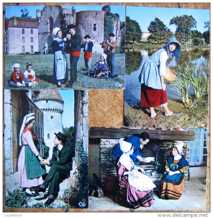 Le Poitou (4 Cartes)  Costume Femme Groupe Folklorique L’Eteurbreuil Au Château Garnier Compagnons De La Clairefontaine - Sonstige & Ohne Zuordnung