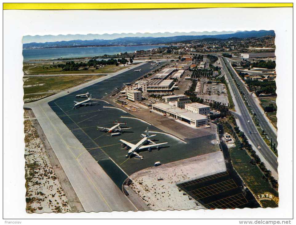 Nice Aeroport Nice Cote D'Azur Vue Prise Vers Cagnes Et Antibes Edit La Cigogne . Aviation  Datée 1968 - Aeronautica – Aeroporto