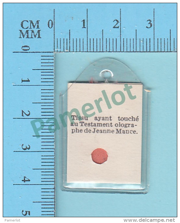 Reliquaire De Poche -  Relique De : Venerable Jeanne Mance - Tissu Touché Testament Olographe   - 2 Scans - Religion & Esotérisme