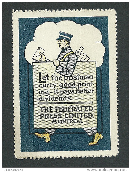 C3-20 CANADA Federated Press Advertising Poster Stamp MNG 5 - Local, Strike, Seals & Cinderellas