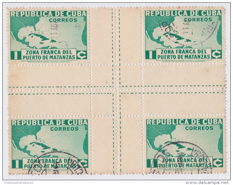 1936-170 CUBA. REPUBLICA. 1936. Ed.278CH. 1c ZONA FRANCA MATANZAS. CENTRO DE HOJA CENTER OF SHEET. USED. - Oblitérés