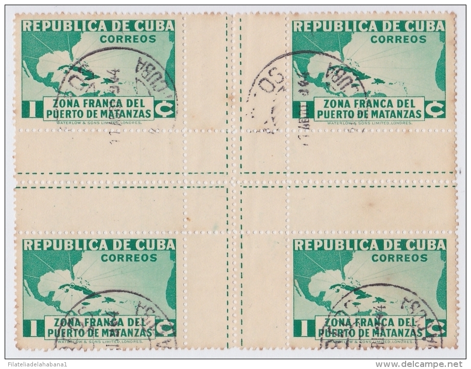 1936-171 CUBA. REPUBLICA. 1936. Ed.278CH. 1c ZONA FRANCA MATANZAS. CENTRO DE HOJA CENTER OF SHEET. USED. - Oblitérés