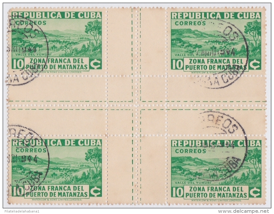 1936-179 CUBA. REPUBLICA. 1936. Ed.283CH. 10c ZONA FRANCA MATANZAS. CENTRO DE HOJA CENTER OF SHEET. USED. - Oblitérés