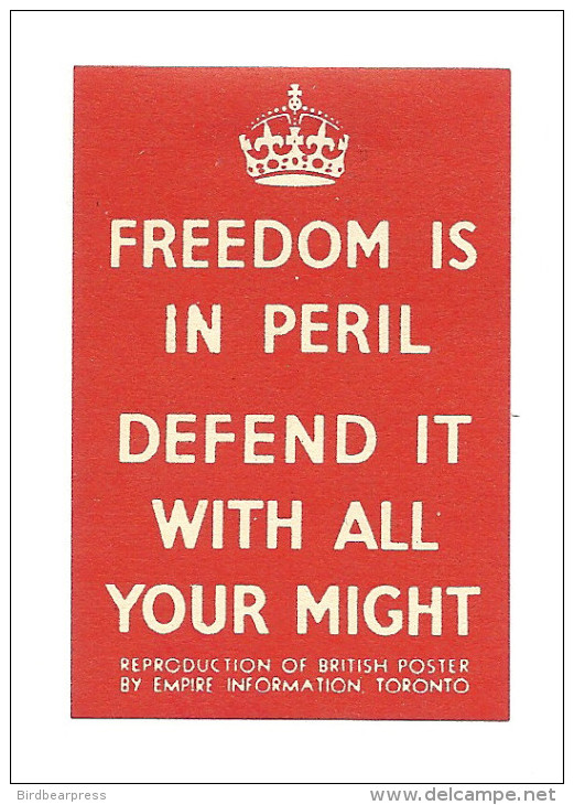C4-21 CANADA WWII British Poster Reproduction Freedom MHR - Local, Strike, Seals & Cinderellas