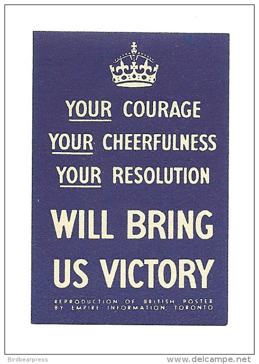 C4-22 CANADA WWII British Poster Reproduction Your Courage MLH - Local, Strike, Seals & Cinderellas