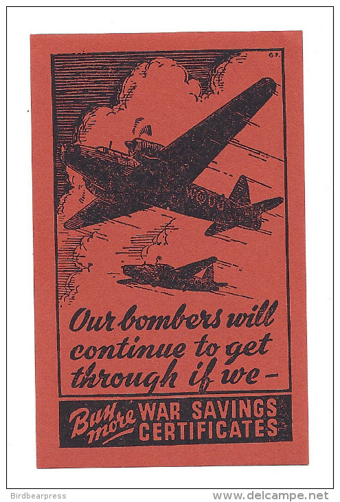 C4-26 CANADA WWII War Savings Certificates Patriotic Bombers MNH Red - Local, Strike, Seals & Cinderellas