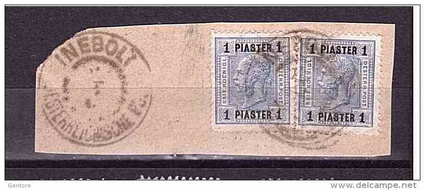 LEVANTE AUSTRIAN INEBOLI  OFFICE  Michel N° 45 X 2 On Piece With A Clear INEBOLI Cancellation - Oostenrijkse Levant