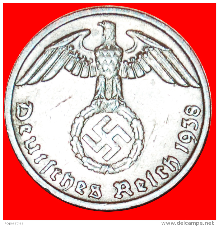 § SWASTIKA: GERMANY &#9733; 1 PFENNIG 1938D! LOW START&#9733;NO RESERVE! Third Reich (1933-1945) - 1 Reichspfennig