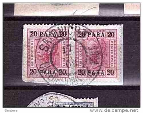 SALONICH I AUSTRIAN FOREIGN OFFICE With Michel N° 44 X 2  On Piece With Salonich I Cancellation - Oostenrijkse Levant