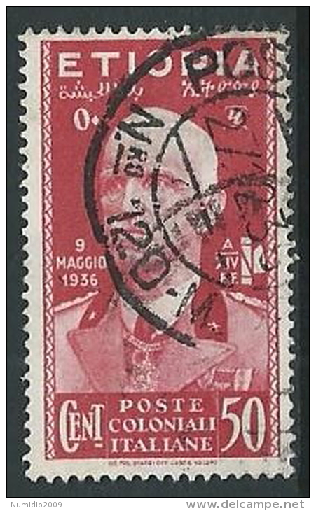 1936 ETIOPIA USATO EFFIGIE 50 CENT - M49-2 - Ethiopie