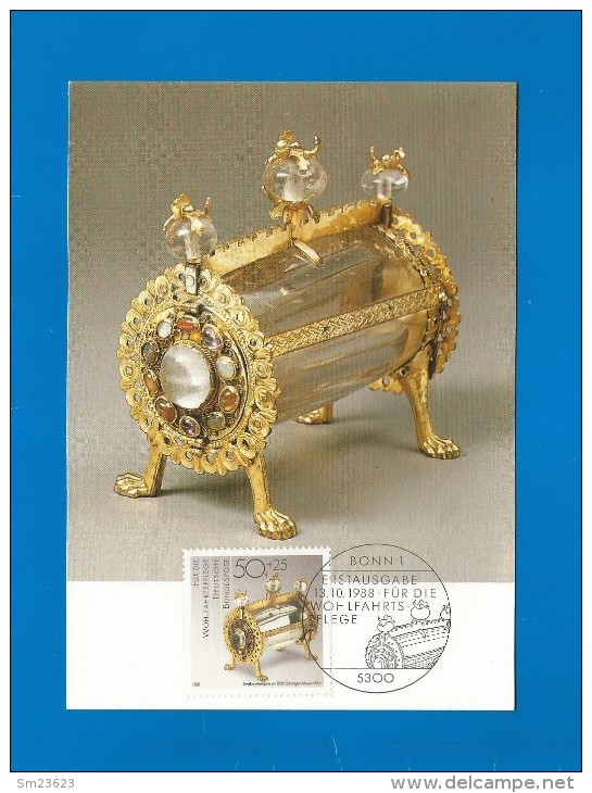 BRD 1988  Mi.Nr. 1383 , Wohlfahrt - Gold Und Silberschmiedekunst - Hagenbach Maximum Card -13.10.1988 - 1981-2000