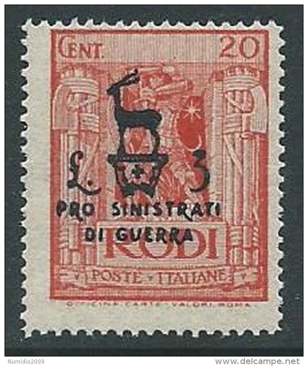 1944 OCCUPAZIONE TEDESCA EGEO PRO SINISTRATI GUERRA 20 CENT MNH ** - M52-4 - Aegean (German Occ.)